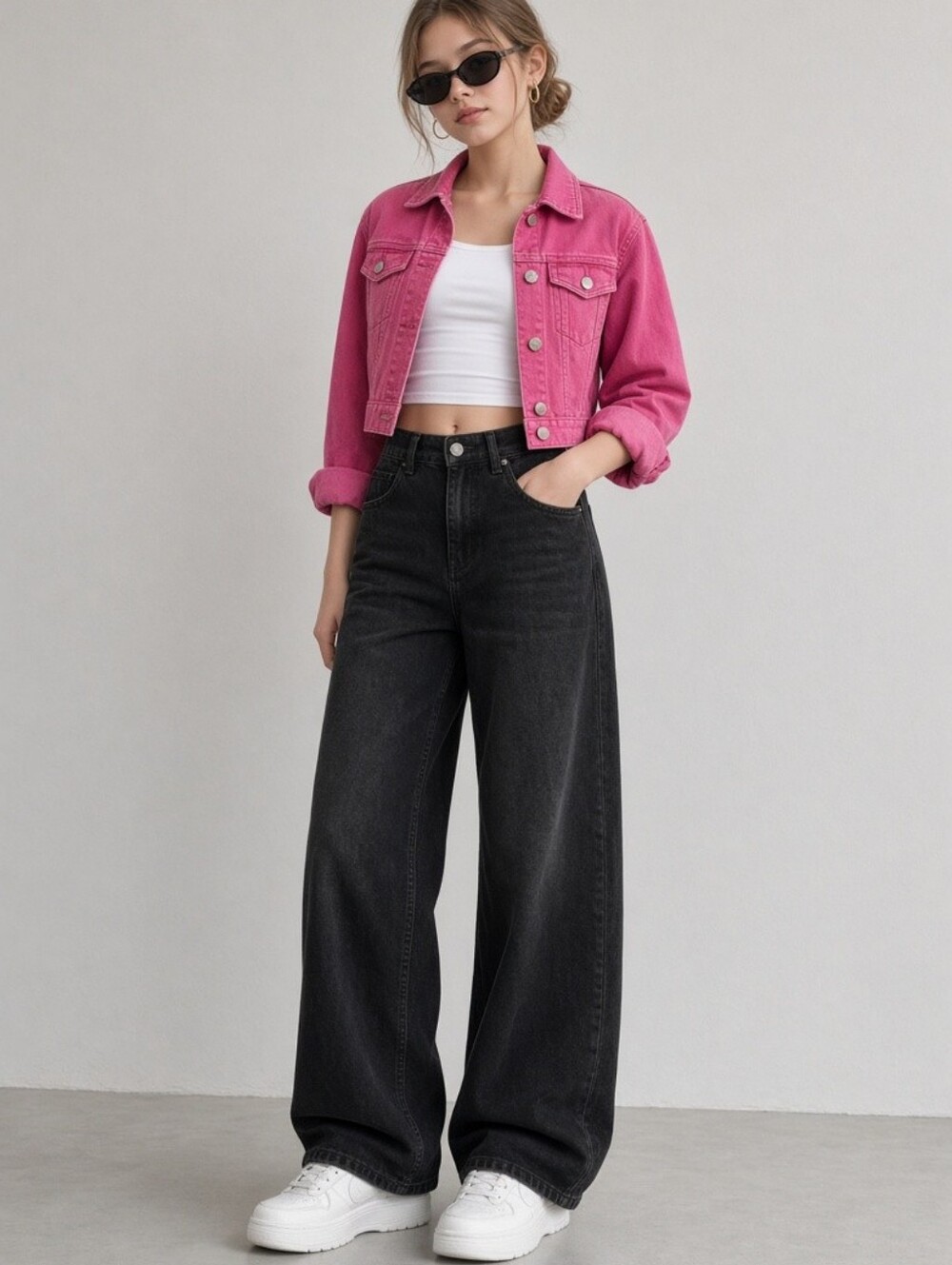Zara Hot Pink Cropped Denim Jacket for Kids